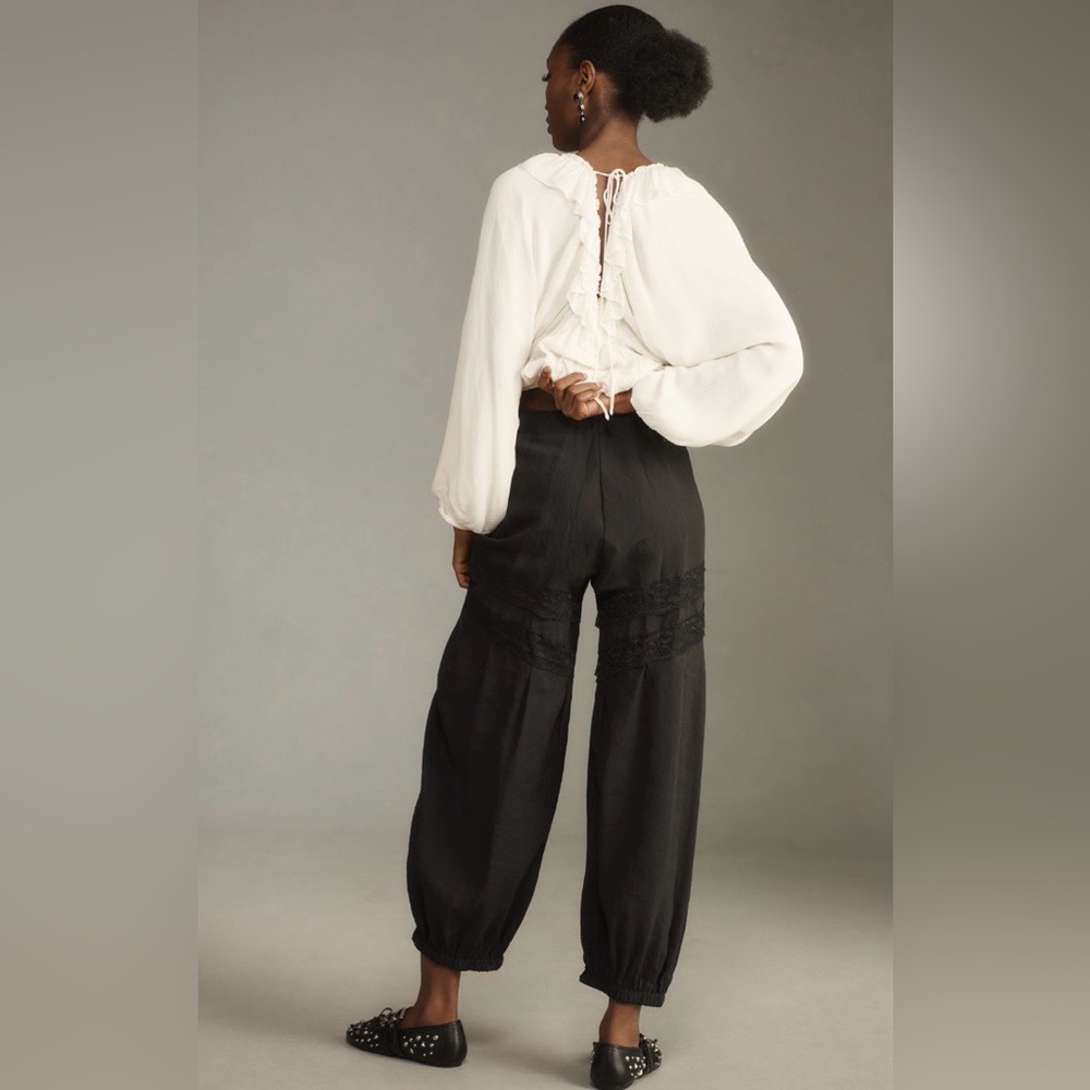 Anthropologie Pieced Black Lace Joggers Size S NWT - Picture 6 of 16